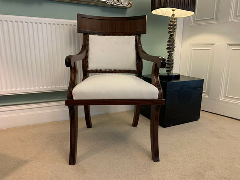 Ex Display George Smith white linen Klysmos  side armchair  chair rrp £2700