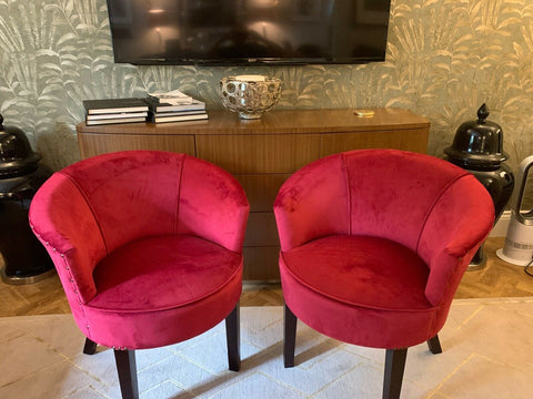 Superb Ex Showhome George Smith Petworth chair in red velvet fabric rrp £2800