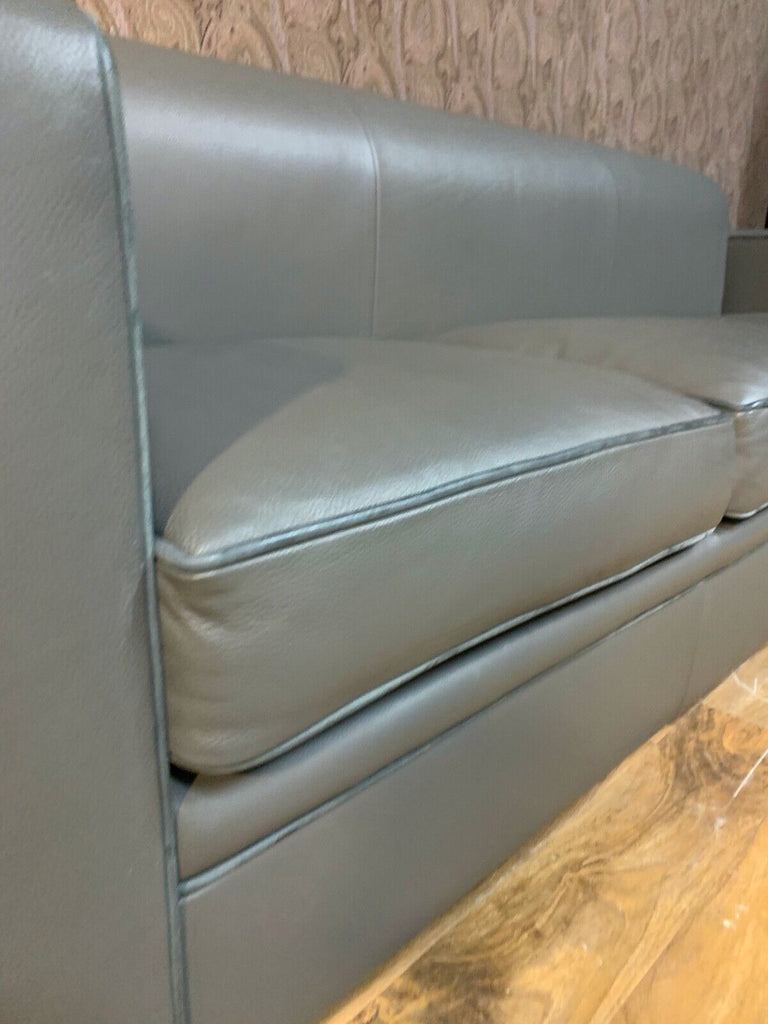David Linley Chase fixed back sofa grey leather 3 seater slimline sofa rrp£9,975