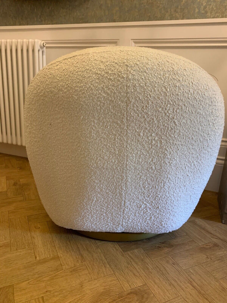 Ex Display Pure White Lines Boucle fabric swivel chair rrp £1600