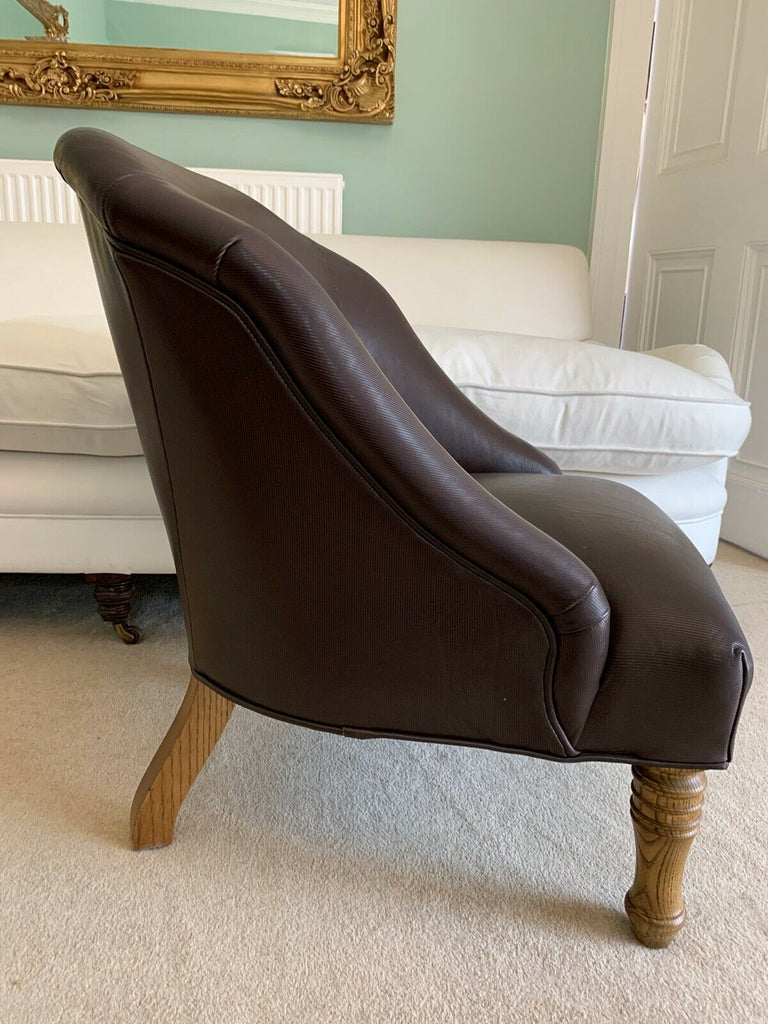 Ex Display Childs George Smith Small Eve brown leather chair, tub armchair