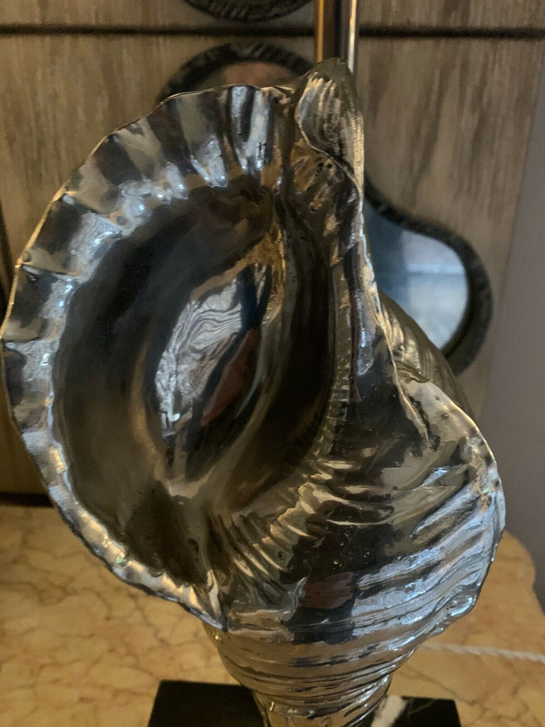Bella Figura Shell Table Lamp, marble base nickel shell with shade rrp £1850