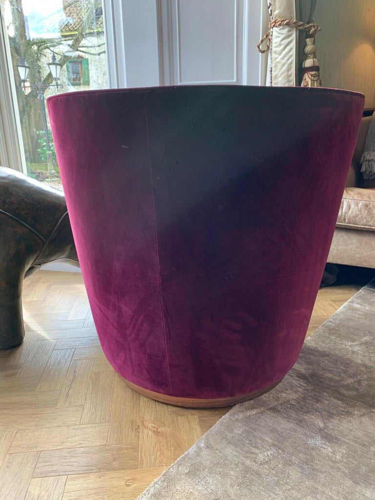 Ex Showhome David Linley Red Velvet swivel Deco Tub Chair in plum red rrp £4500