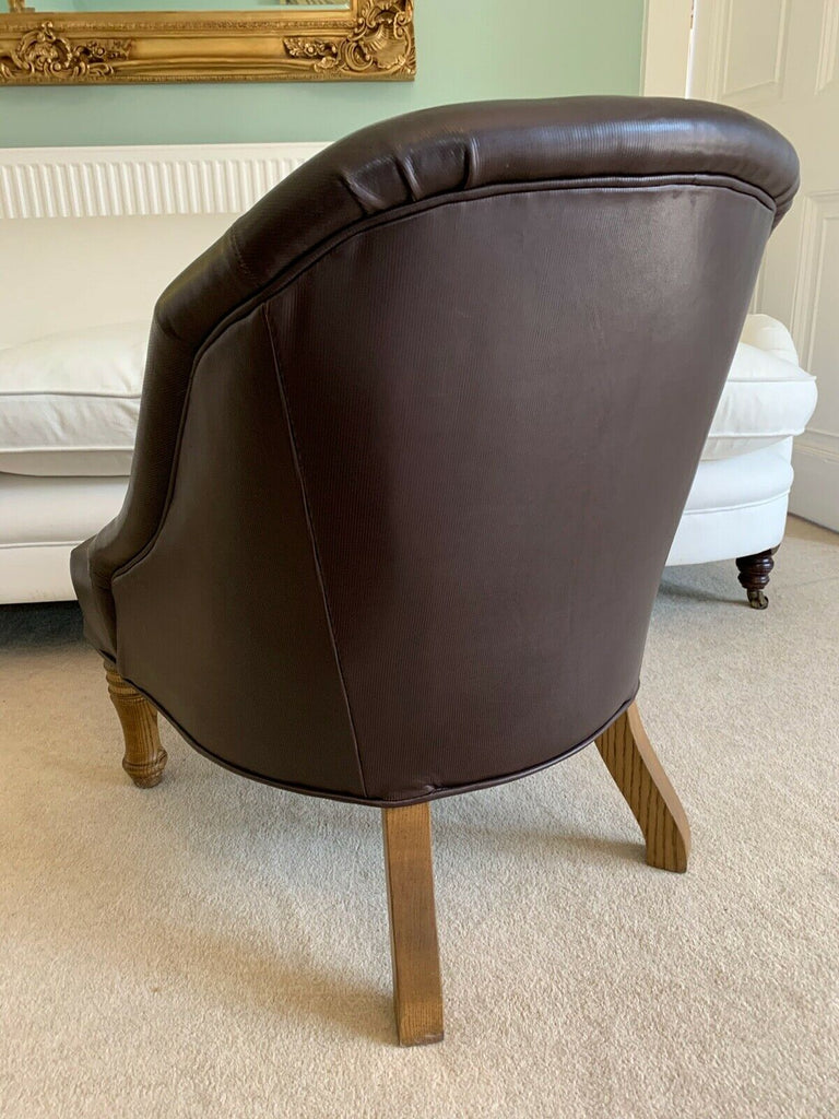 Ex Display Childs George Smith Small Eve brown leather chair, tub armchair