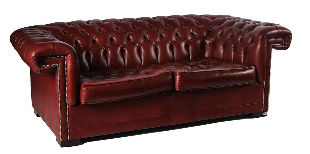 David Linley Pimlico Chesterfield oxblood red leather sofa settee rrp £18,500 B