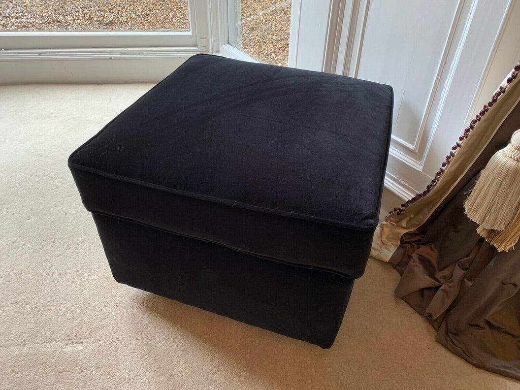 Quality Greengate cushions top Ottoman black Velvet footstool  Rrp £1450