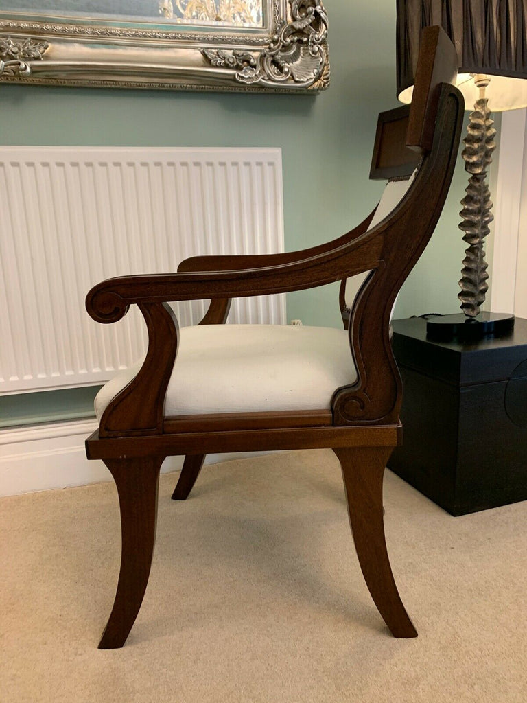 Ex Display George Smith white linen Klysmos  side armchair  chair rrp £2700