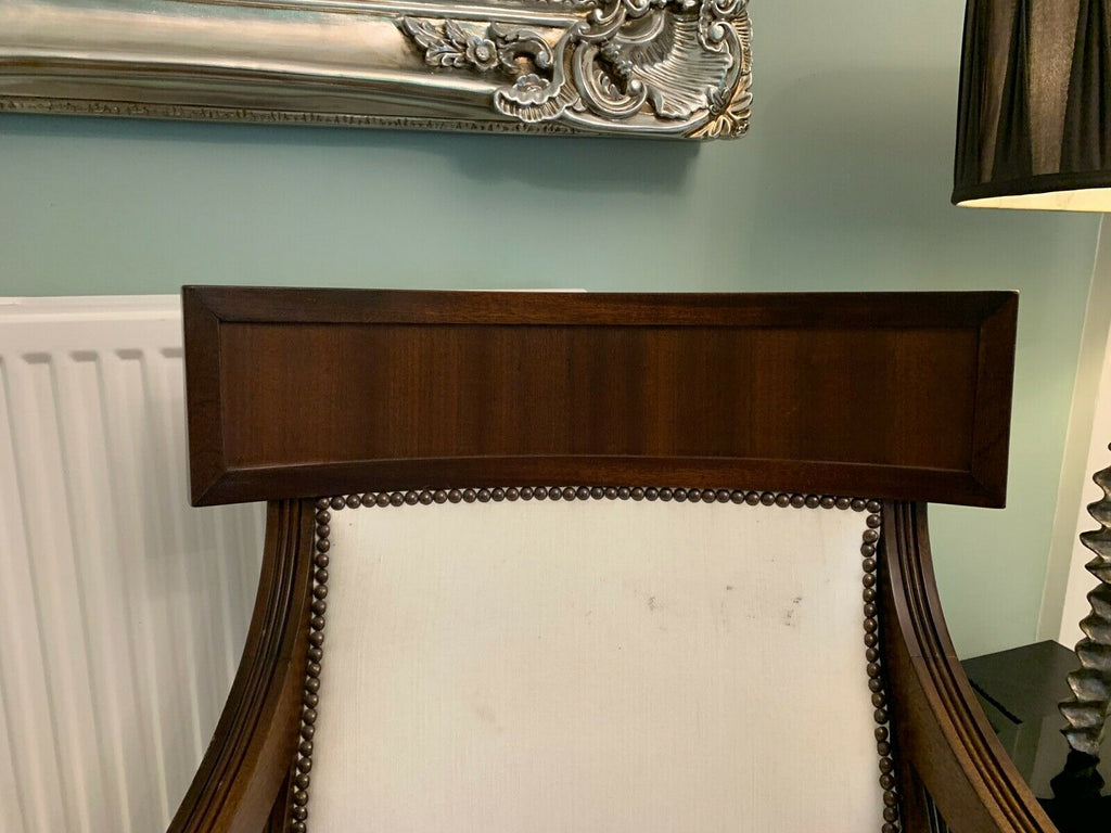 Ex Display George Smith white linen Klysmos  side armchair  chair rrp £2700