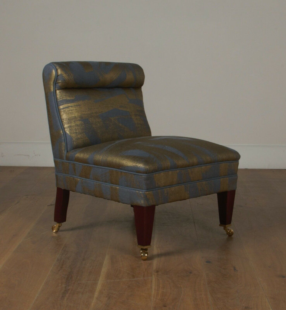 Ex Display George Penny Chair, bedroom side chair gold & petrol blue  rrp £3,600