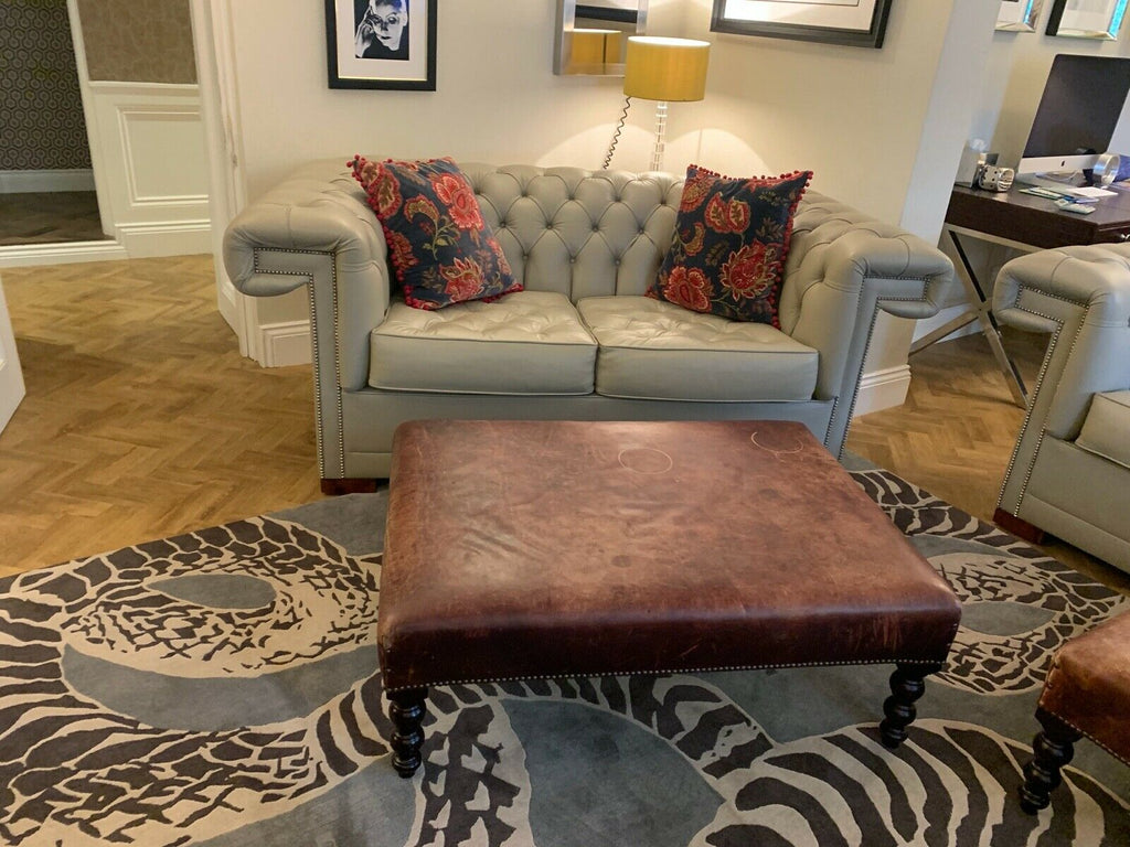 Superb George Smith Brown Leather hand dyed large ottoman foot stool rrp £3200 B