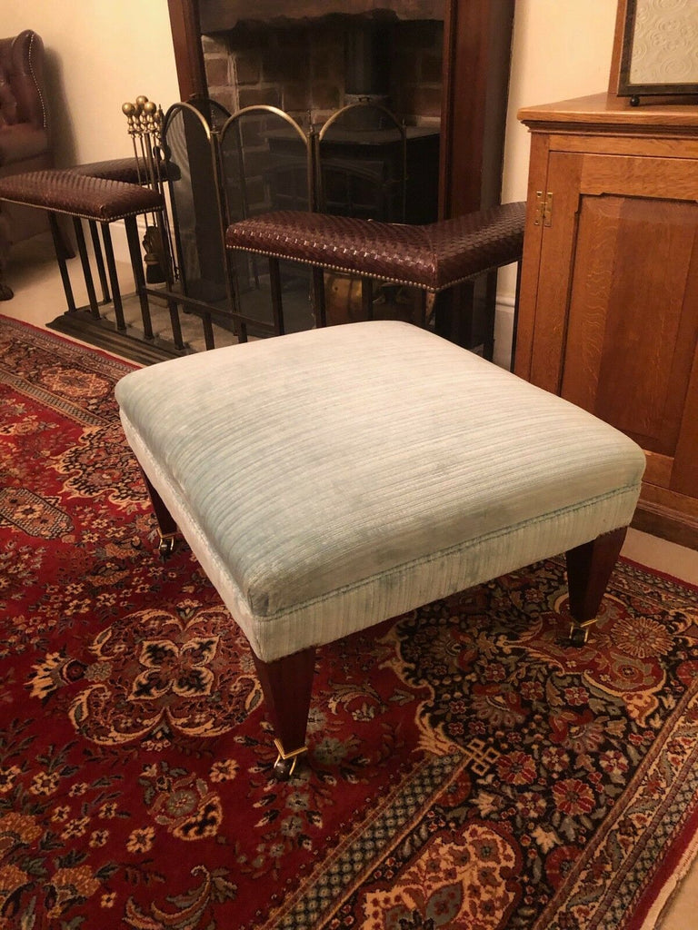 Exquisite Greengate large Powder Blue Chenille Footstool rrp £1850