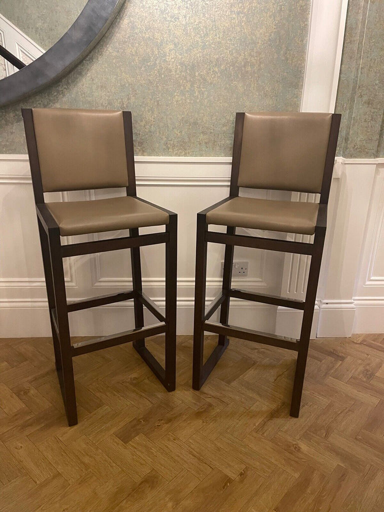 Ex Showhome B&B Itlia Musa Barstool rrp£1750 leather hardwood Nickle bar stool A