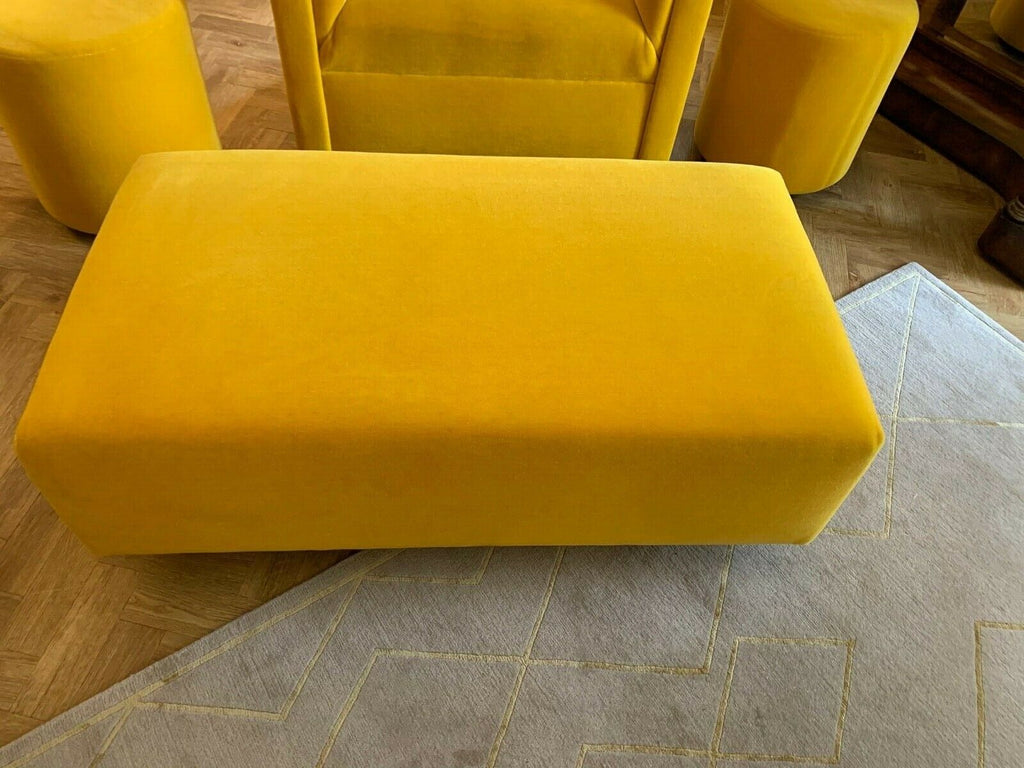 Ex Display George Smith Yellow Mohair Ilse CrawfordFootstool stool rrp £3140