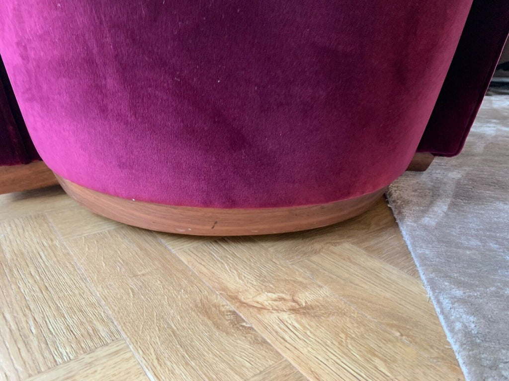 Ex Showhome David Linley Red Velvet swivel Deco Tub Chair in plum red rrp £4500