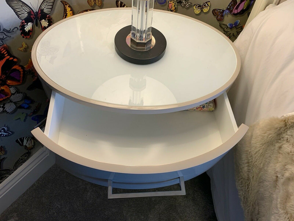 Pair of Kelly Hoppen Diaz Putty drawer side chest Lamp Table rrp £1250