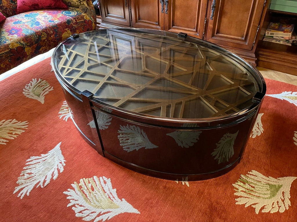 Kravt Original Brass and smoked glass Oval Coffee table