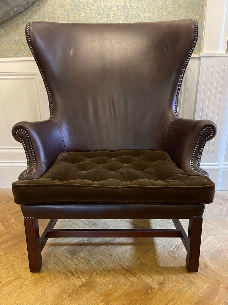 Fleming & Howland Georgian Curve wingback armchair leather rrp £2440
