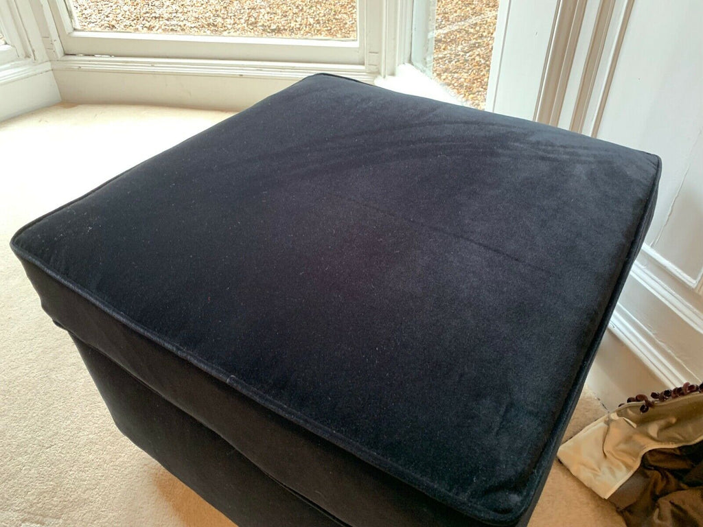 Quality Greengate cushions top Ottoman black Velvet footstool  Rrp £1450