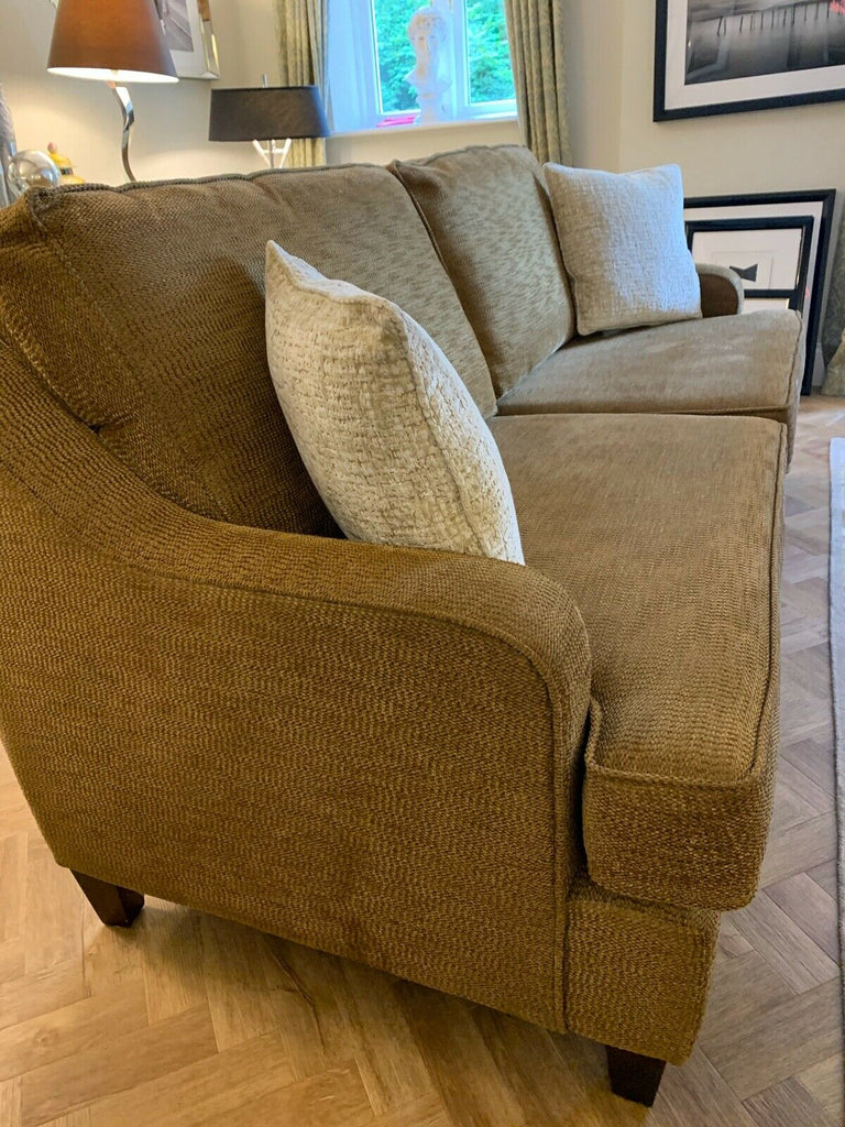 Superb Quality Irish Made, Gold woven 3 seater sofa settee,