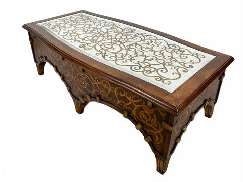Century Monarch Jesters Filigree & Eglomise mirror topped coffee table