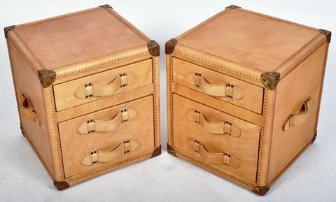 Andrew Martin Parchment leather bedside chest or lamp table rrp £1400 each