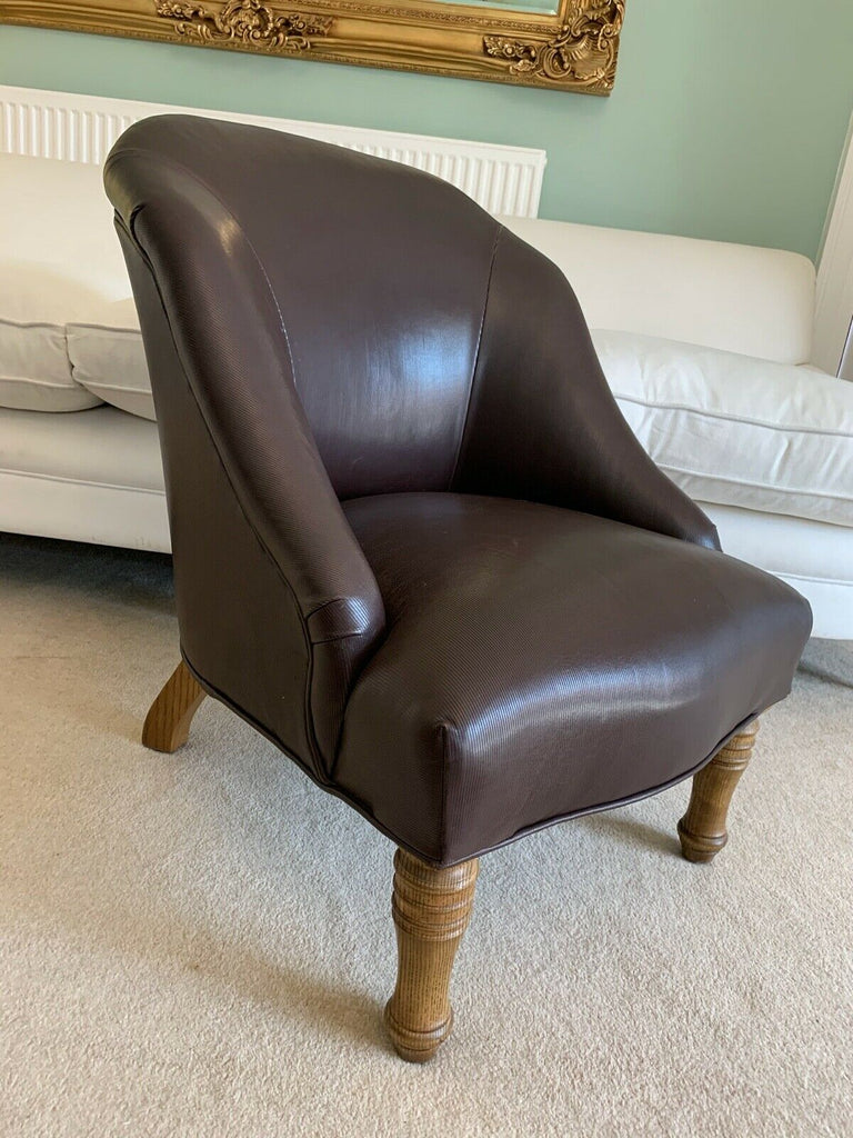Ex Display Childs George Smith Small Eve brown leather chair, tub armchair