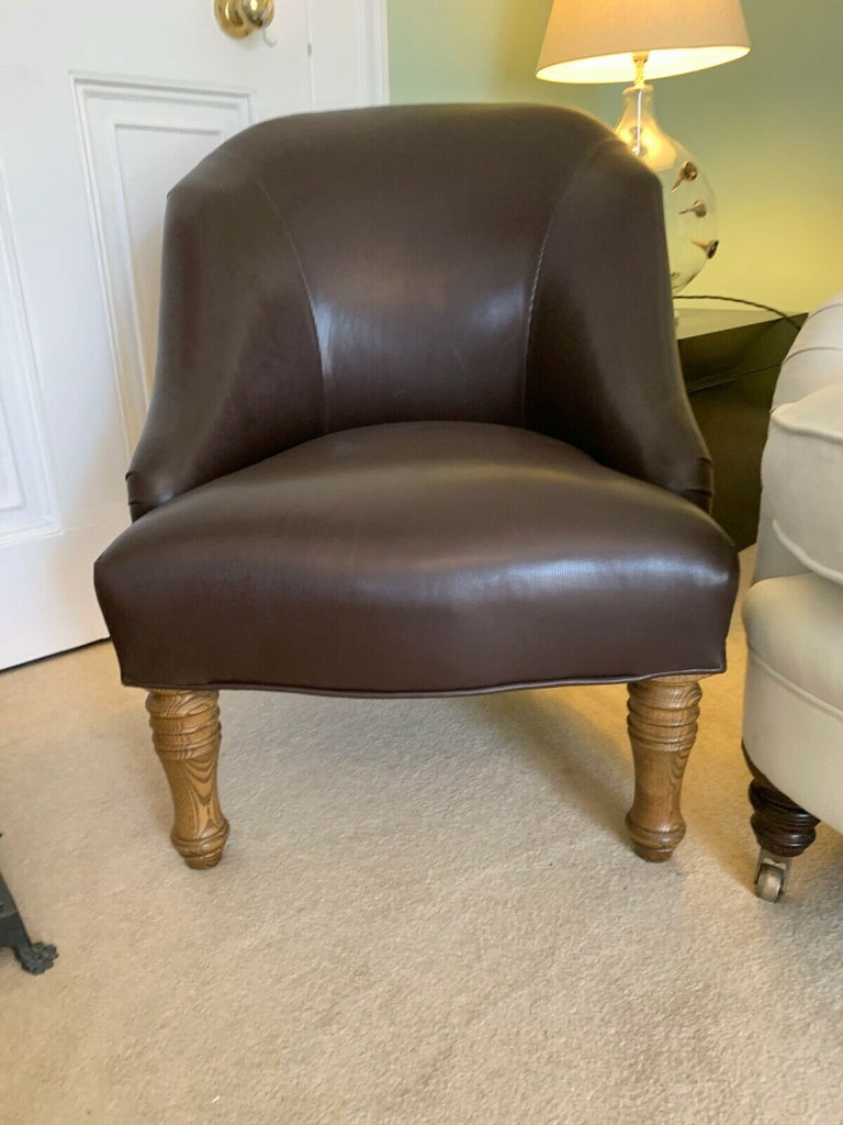 Ex Display Childs George Smith Small Eve brown leather chair, tub armchair