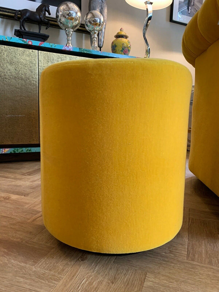 Ex Display George smith Round Drum stool Mohair yellow Ilse Crawford rrp £1950