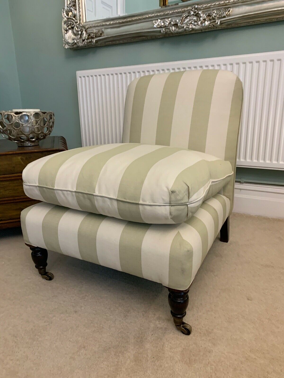 Ex Display George Smith signature ottoman chair pistachio stripe rrp 3200
