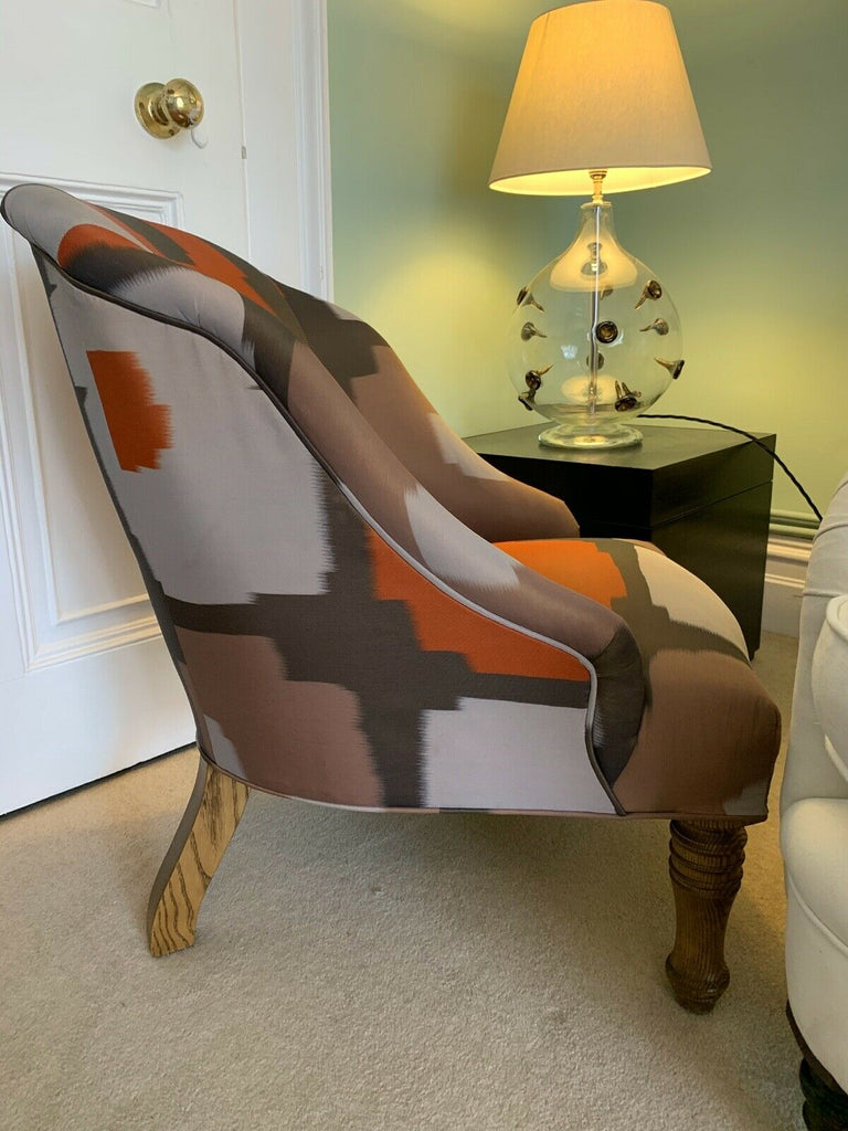Ex Display Childs George Smith Small Eve tan & Orange chair, tub armchair