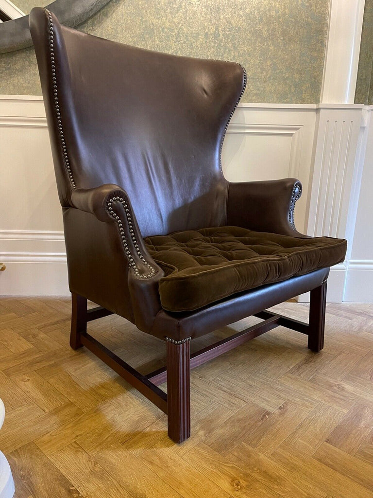 Fleming & Howland Georgian Curve wingback armchair leather rrp £2440