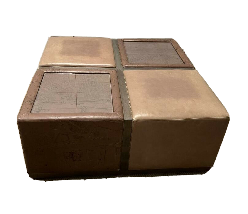 AMAZING Interior Designer Bronze and leather stool coffee table cost thousands!!
