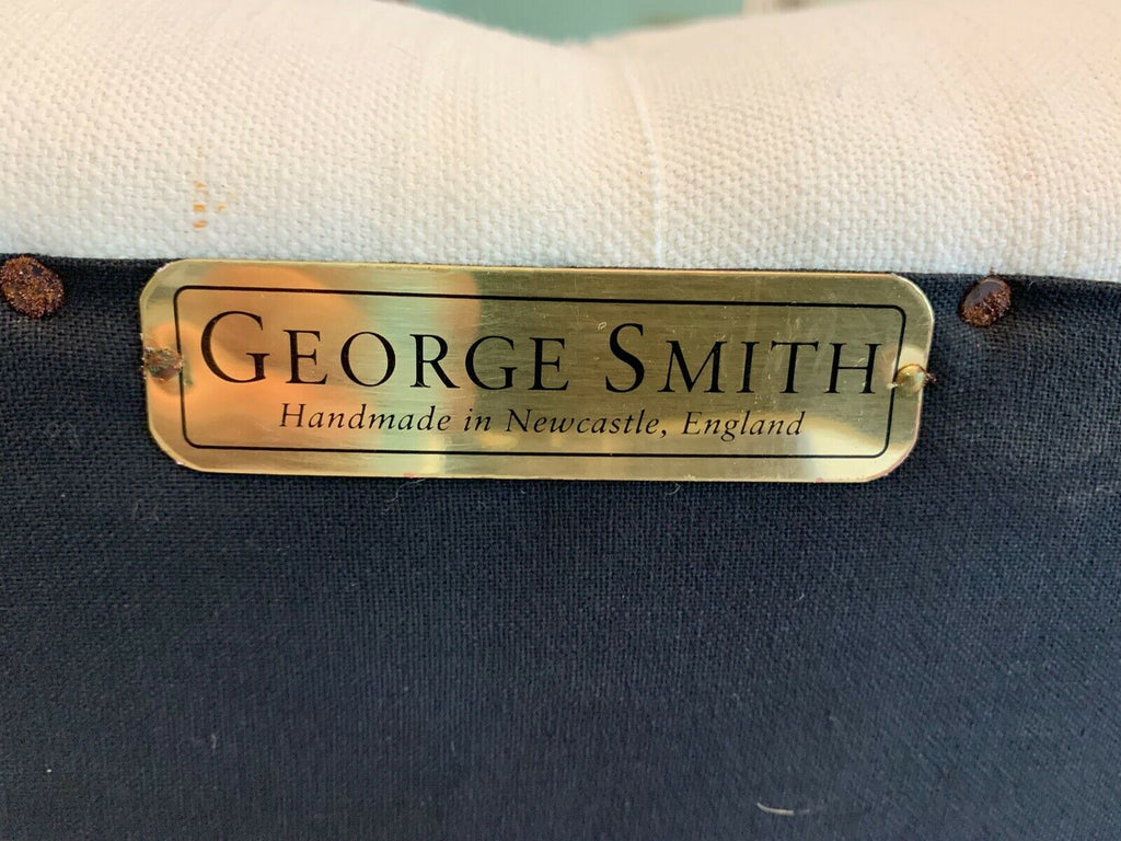 Ex Display George Smith Seaton sofa white linen deep buttoned rrp £11800