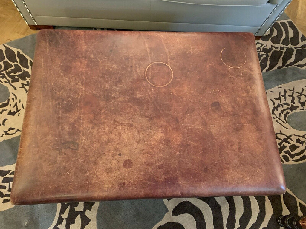 Superb George Smith Brown Leather hand dyed large ottoman foot stool rrp £3200 B