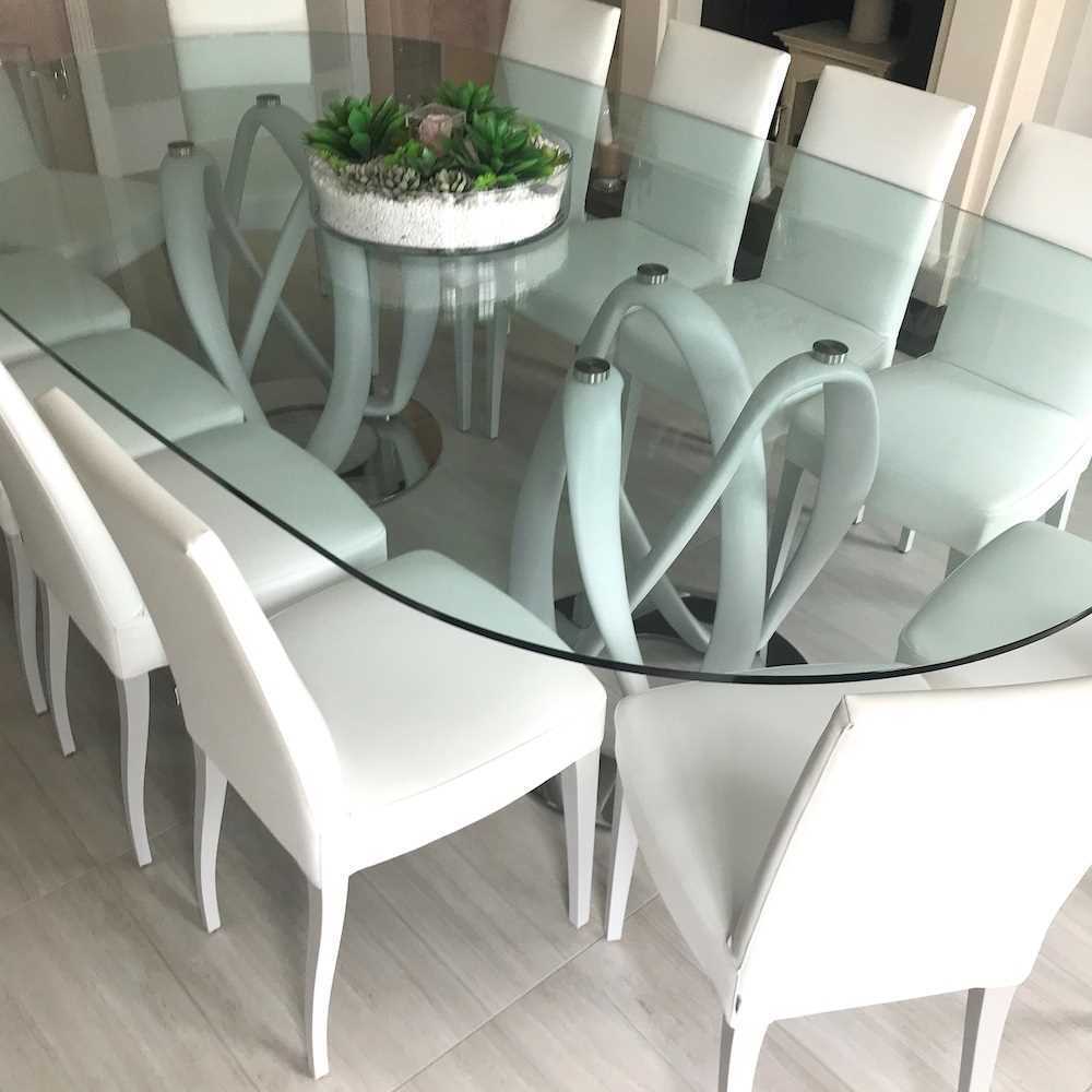 Ex Display Porada Infinity Dining table & 12 Porada leather chairs rrp £24,500