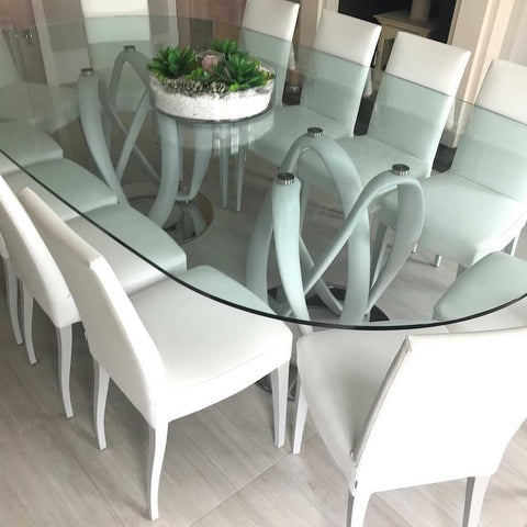 Ex Display Porada Infinity Dining table & 12 Porada leather chairs rrp £24,500