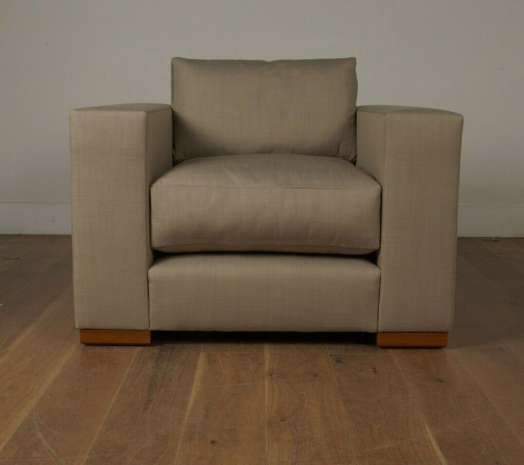 Ex Display George Smith square armchair Pierre Frey beige fabric rrp £6900