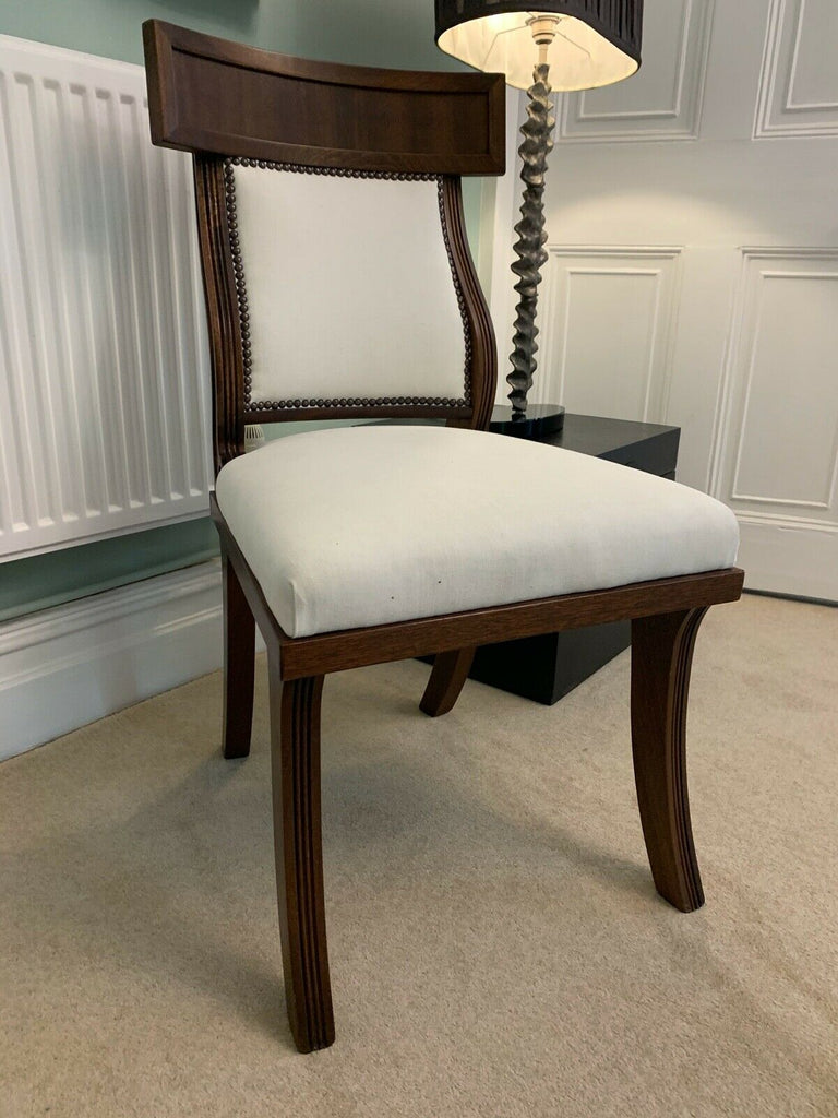 Ex Display George Smith white linen Klysmos  side desk chair rrp £2400