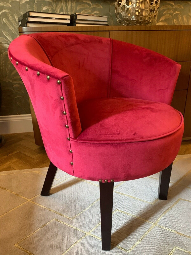 Superb Ex Showhome George Smith Petworth chair in red velvet fabric rrp £2800