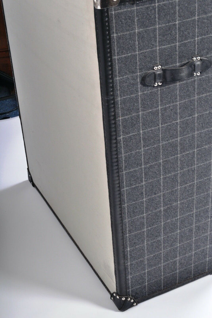 Andrew Martin tall chest of drawers with top storage tartan wool fabric rrp£2400