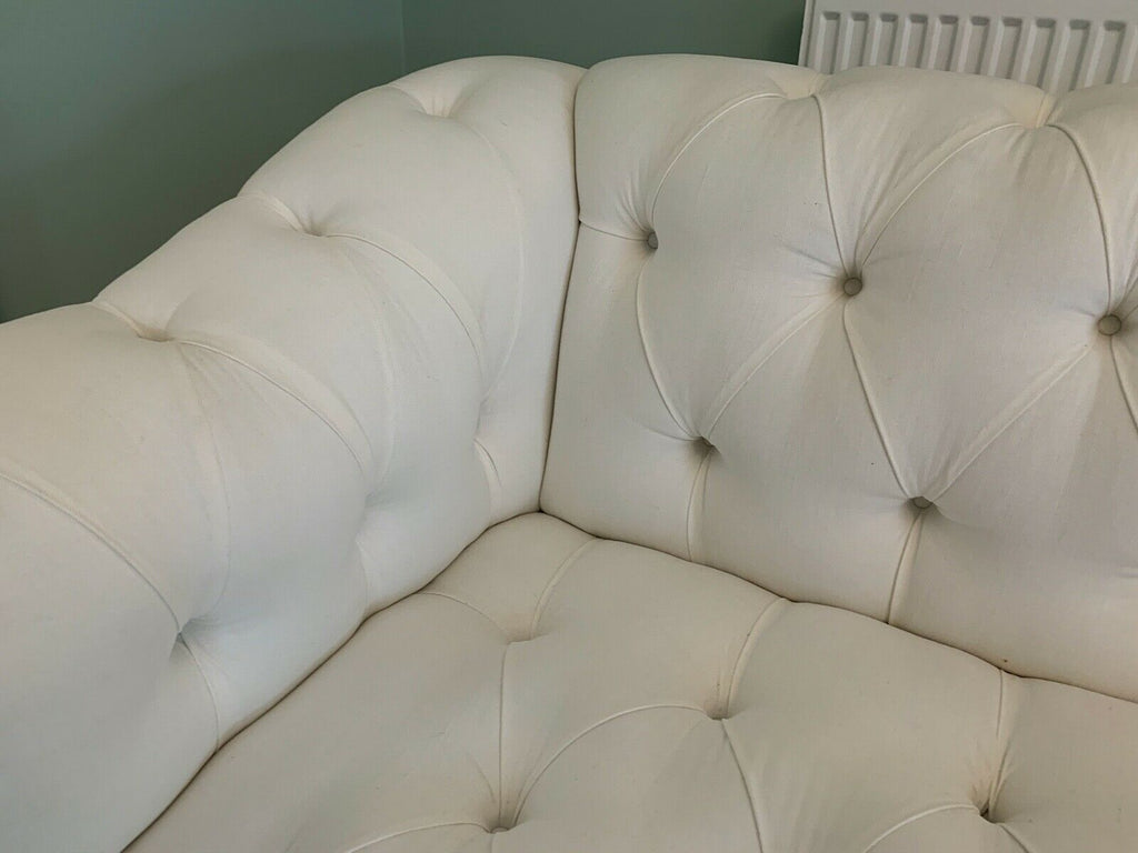 Ex Display George Smith Seaton sofa white linen deep buttoned rrp £11800