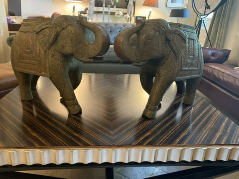 Super Trendy Asian Elephants brass foiled interior design statement ornament