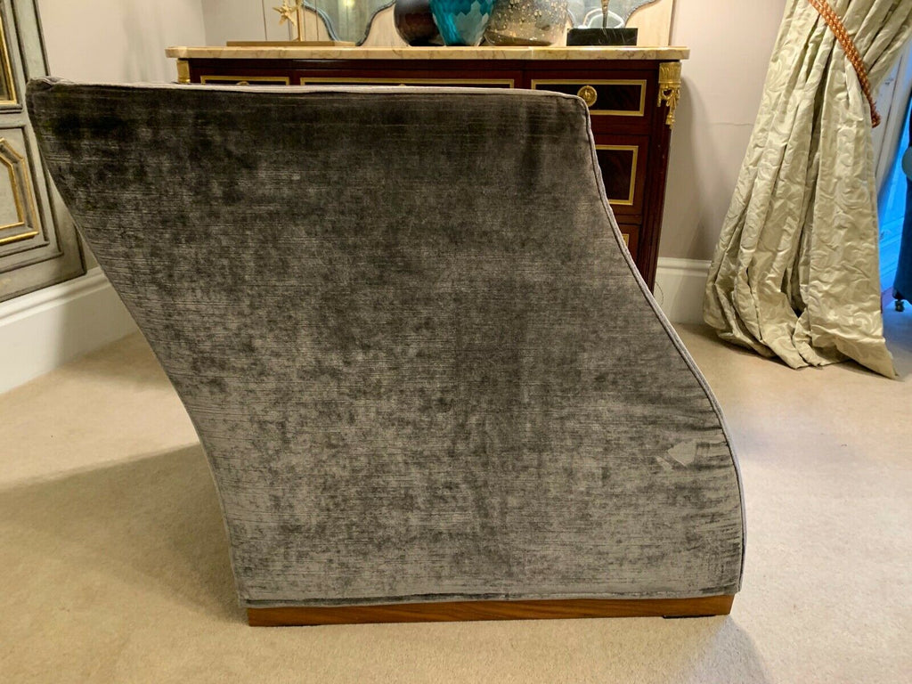 Porada Pewter Grey velvet upholstered ultra high end armchair rrp £3800