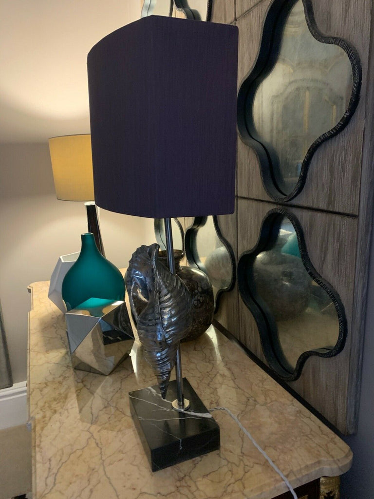 Bella Figura Shell Table Lamp, marble base nickel shell with shade rrp £1850