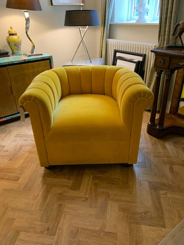 EX Display George Smith Yellow Mohair Channeled armchair rrp £6300