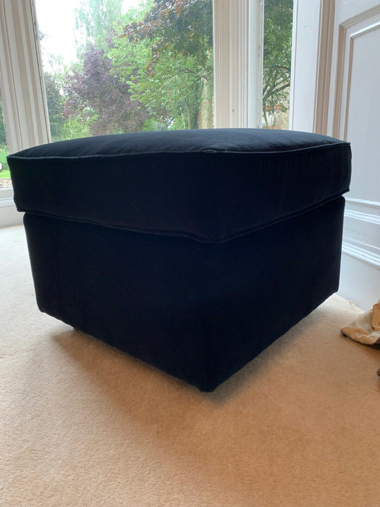 Quality Greengate cushions top Ottoman black Velvet footstool  Rrp £1450