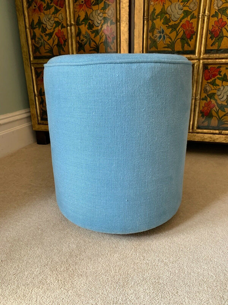 Superb Ex Display George Smith Baby Drum stool Baby Blue linen rrp £1400