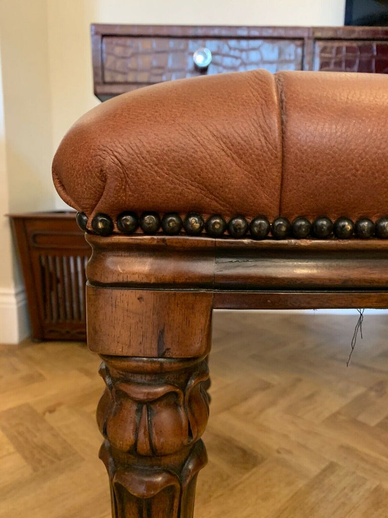 Superb Theodore Alexander brown leather deep buttoned desk chair rrp £2300