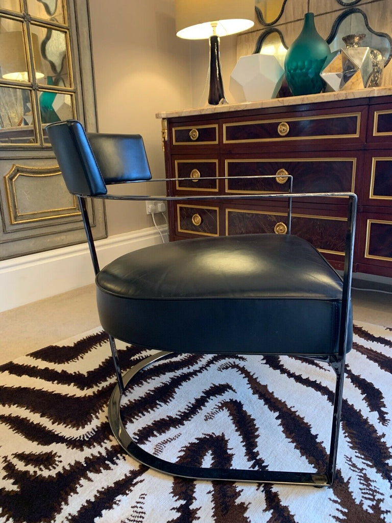Flexform Morgan leather lounge side chair Bvlgari hotel Smoke frame rrp £2500 G