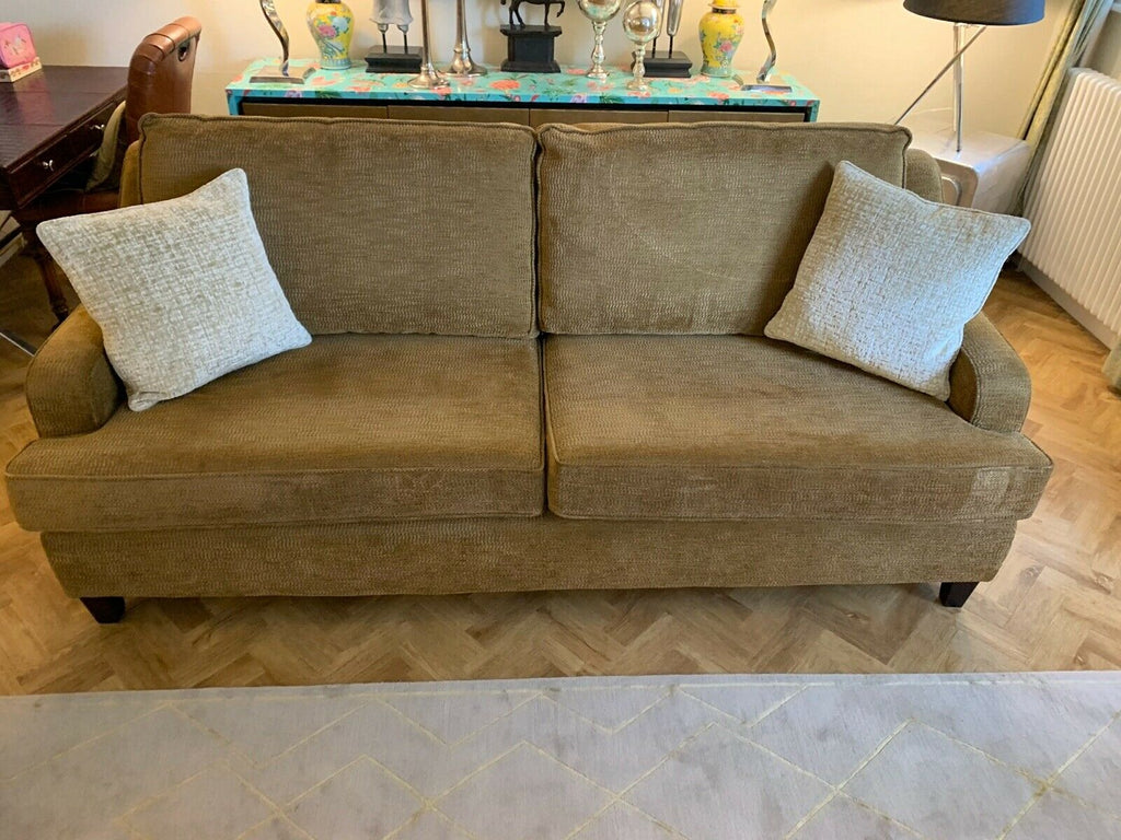 Superb Quality Irish Made, Gold woven 3 seater sofa settee,